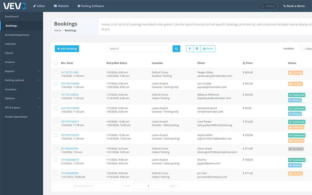 Complete Booking Management